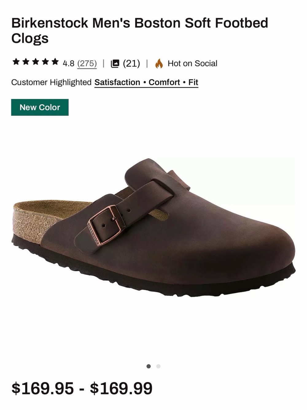 Birkenstock Men's Boston Soft Footbed Clog — Dark Brown Habana
